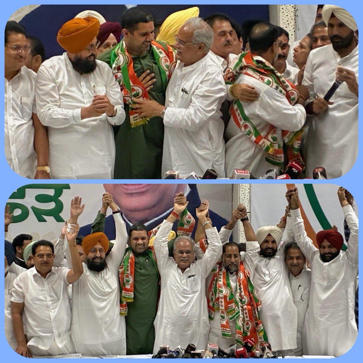 किसान नेता और मेरे मित्र दीपक लांबा जी आज चंडीगढ़ में पूर्व मुख्यमंत्री भूपेश बघेल जी, पंजाब कांग्रेस अध्यक्ष राजा बरार एवं अन्य कांग्रेस नेताओं की मौजूदगी में कांग्रेस में शामिल हुए 

मैं आपको इस नई भूमिका में शुभकामनाएं एवं उज्ज्वल भविष्य की कामना करता हूं, हार्दिक शुभकामनाएं🙏