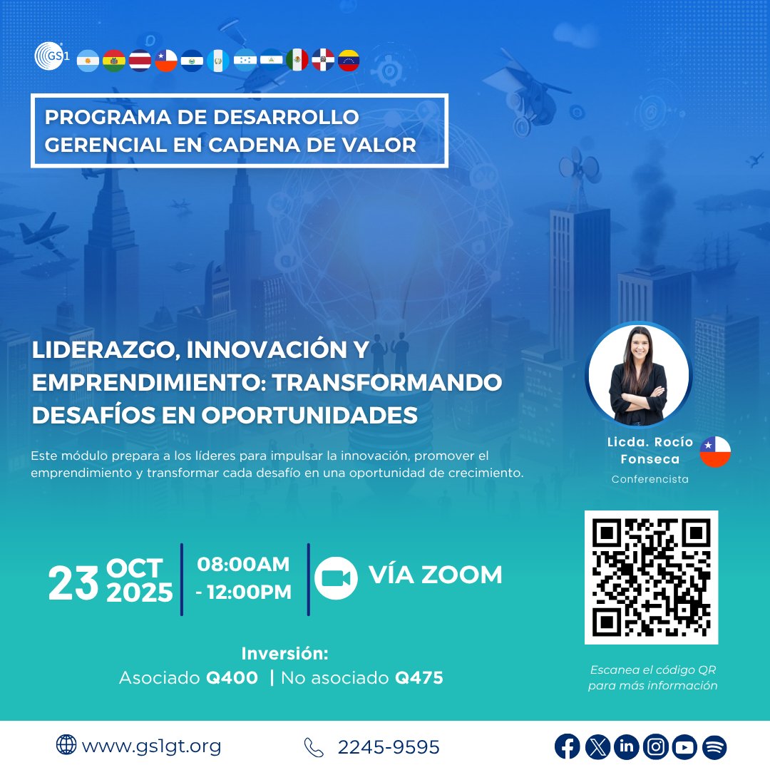 🚀 Liderar en tiempos de cambio no es una opción, es una necesidad.

👩‍💼 Con la experta Licda. Rocío Fonseca
📅 23 de octubre 2025
🕗 8:00 AM – 12:00 PM
💻 Vía Zoom
🔗forms.office.com/r/GPgTSMXBUh

💥 ¡Sé parte de los líderes que marcan la diferencia!