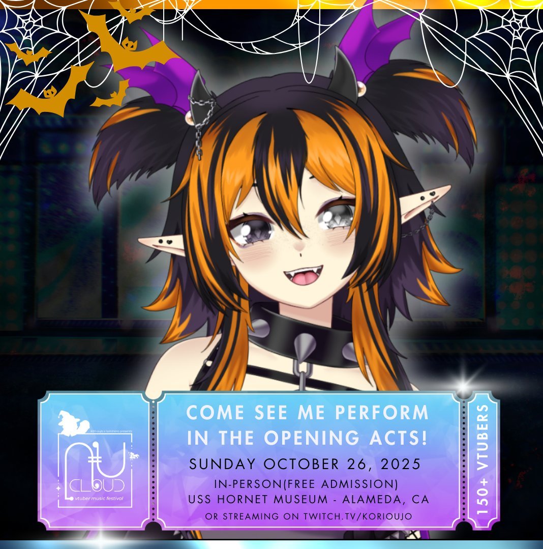 BOOOOO👻 

I'll be performing in the opening acts of Kori's halloween concert this october!🎃🧡

➡️October 26  - Watch it IRL or on Kori's twitch channel! 

I'm so excited and thank you Kori for having me again!