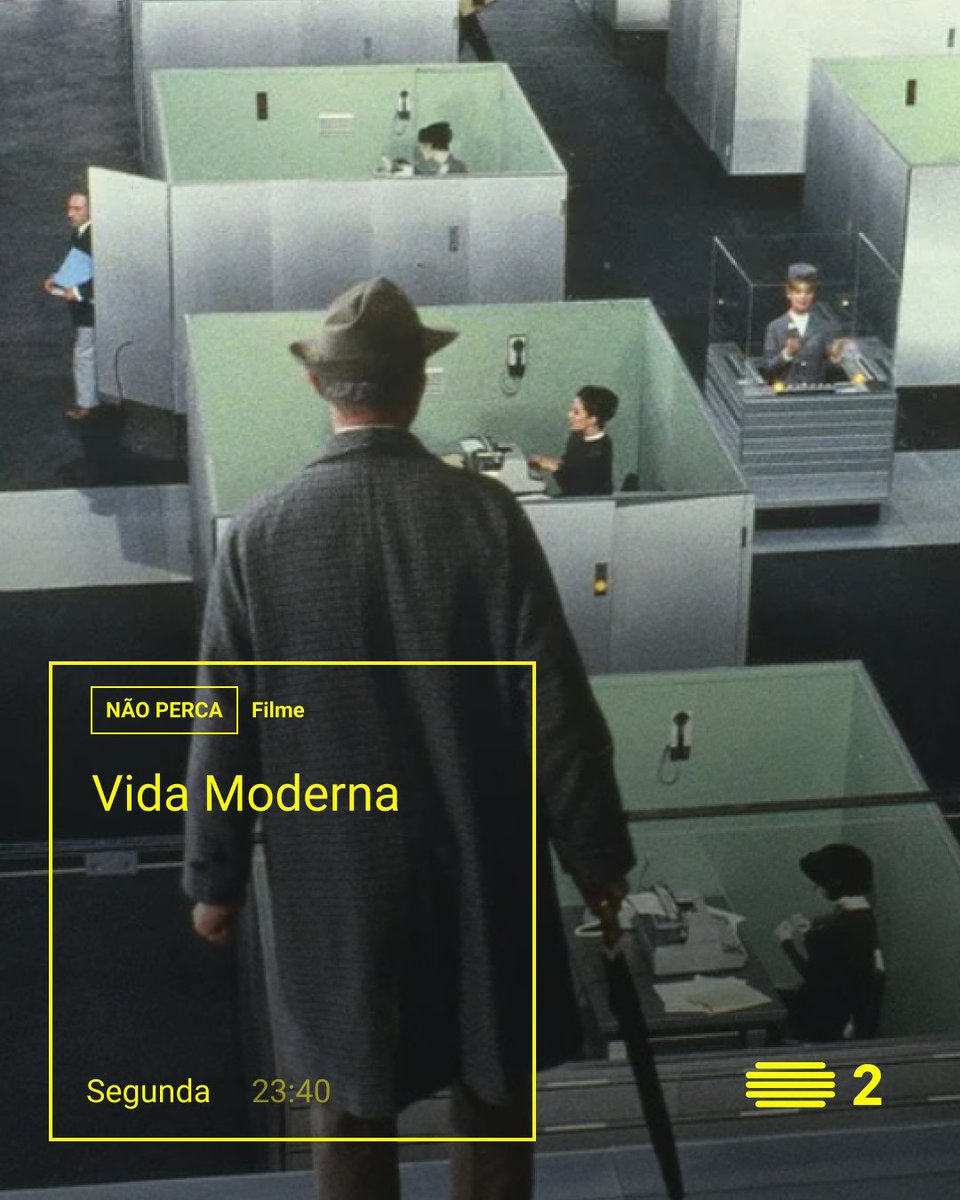 RTP2's tweet image. O incauto Monsieur Hulot perdido nos meandros da modernidade. Uma comédia de Jacques Tati.
📌 Vida Moderna - Segunda (6), às 23h40, na RTP2 e na @playrtp.