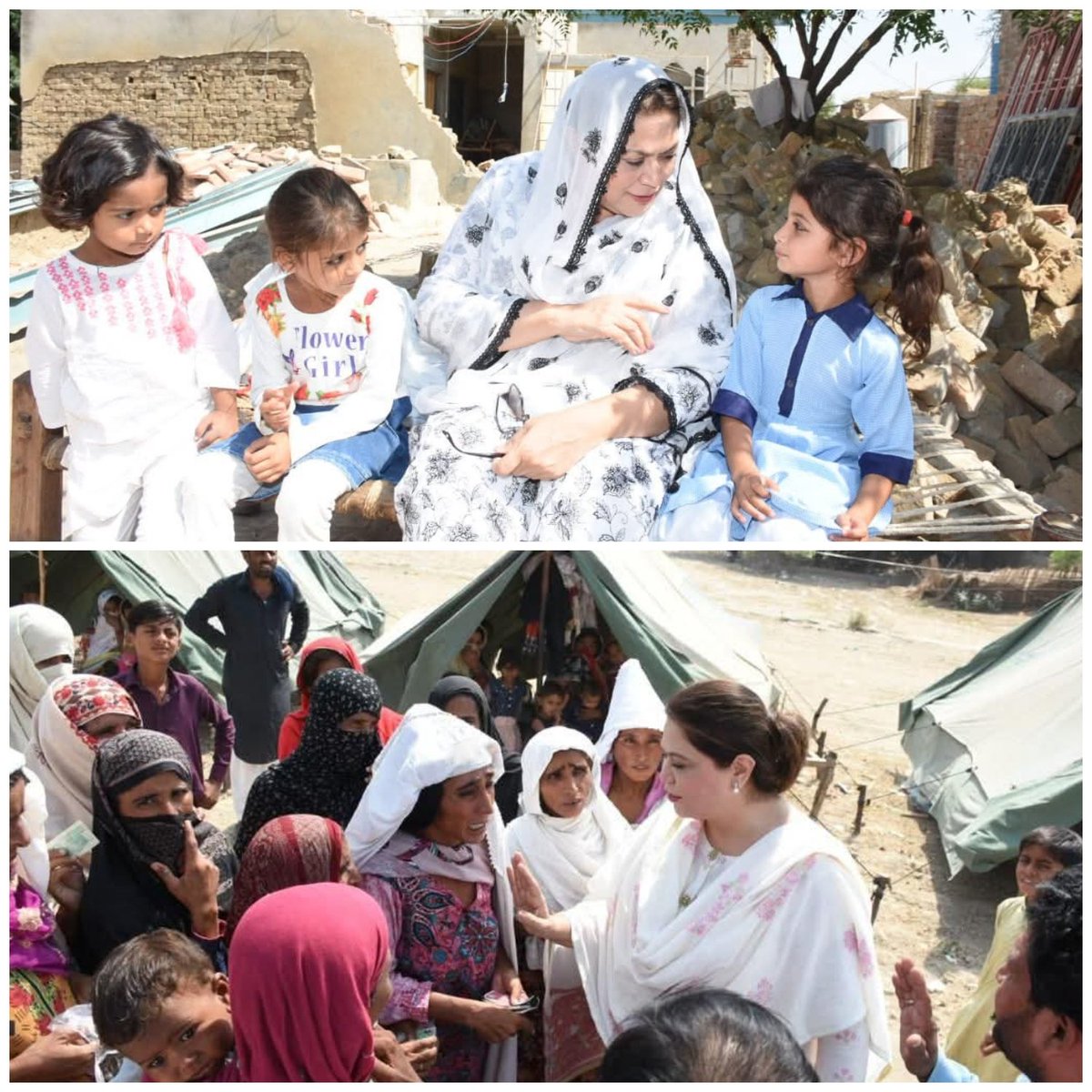 NilofarBkhtiar's tweet photo. "سیلاب کی تباہ کاریوں سے سب سے زیادہ متاثر عورتیں اور بچے ہوتے ہیں۔ پانی اترنے کے بعد اصل آ��مائش شروع ہوتی ہے—بچوں کے خوابوں کو پھر سے زندہ کرنے کے لیے اسکول آباد کرنا اور عورتوں کی عزت و وقار کے ساتھ بحالی کو یقینی بنانا ہماری اولین ترجیح ہونی چاہیے." https://t.co/UsueFxu8tG