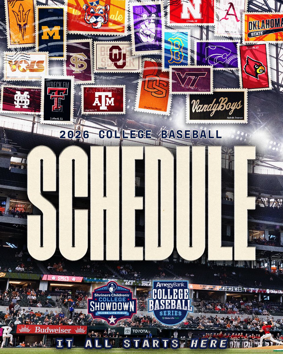 THE WAIT IS OVER ⏰

Top programs. Big matchups. One epic stage. And IT ALL STARTS HERE.

General Admission tickets and Pregame Experiences for the Shriners Children's College showdown and Amegy Bank College Baseball Series are on sale NOW! 

Secure your tickets TODAY⬇️
🎟️: