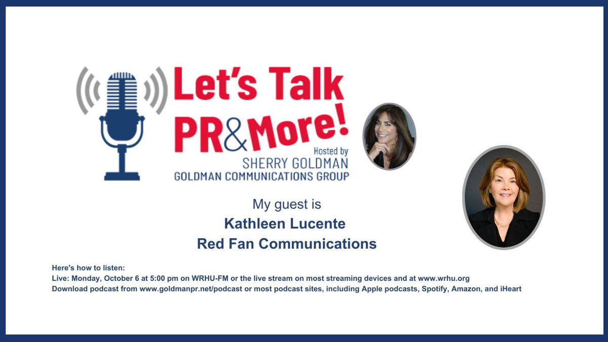 Sherry Goldman-Let's Talk PR & More! (@sherrygoldmanpr) on Twitter photo AI is changing how we search; #PR & #communications must adapt to succeed in this 'no click world.' I talk w/Kathleen Lucente about building effective narratives & adapting thought leadership to zero clicks on #LetsTalkPRandMore. Listen live Mon Oct 6 on WRHU-FM; download podcast AI is changing how we search; #PR & #communications must adapt to succeed in this 'no click world.' I talk w/Kathleen Lucente about building effective narratives & adapting thought leadership to zero clicks on #LetsTalkPRandMore. Listen live Mon Oct 6 on WRHU-FM; download podcast