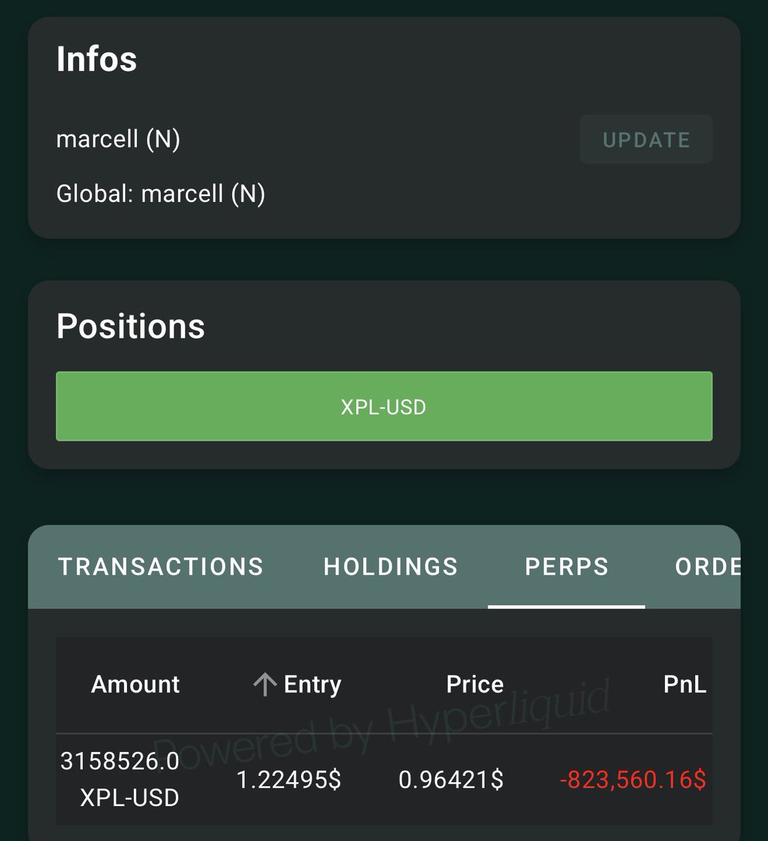 retardmode's tweet image. marcell full ported XPL at $1.22495 (10x cross)
he’s been launching a lot of scams lately to add margin (his liq is $0.84353)
third world personality with sub-saharan africa IQ level risk management skills and temperament