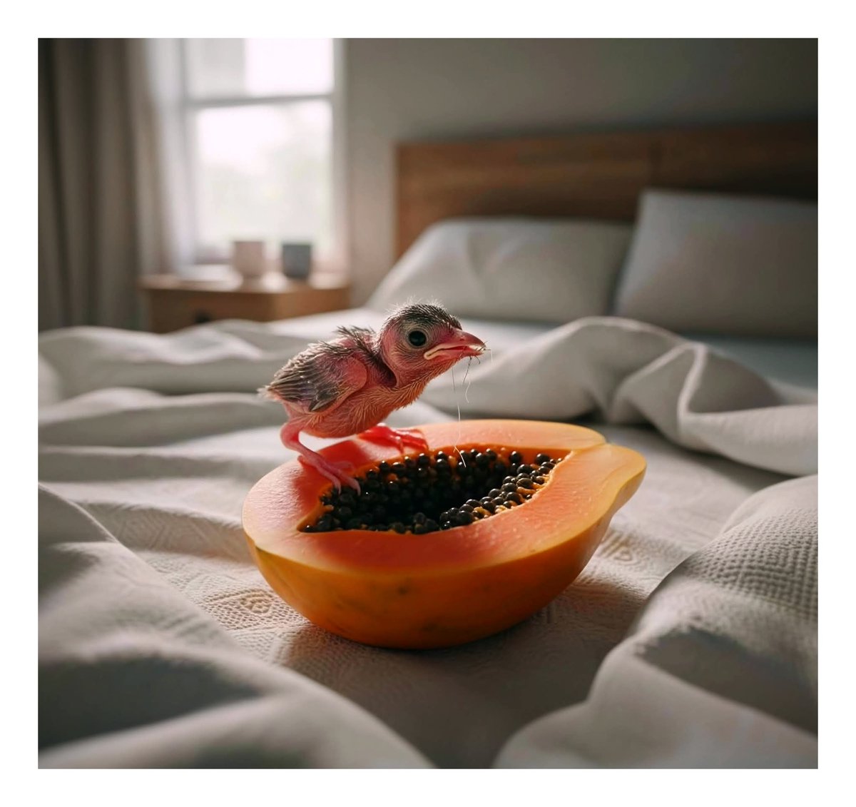 No importa que el pajarito sea pequeño, mediano o grande, se come igual la papaya 😋