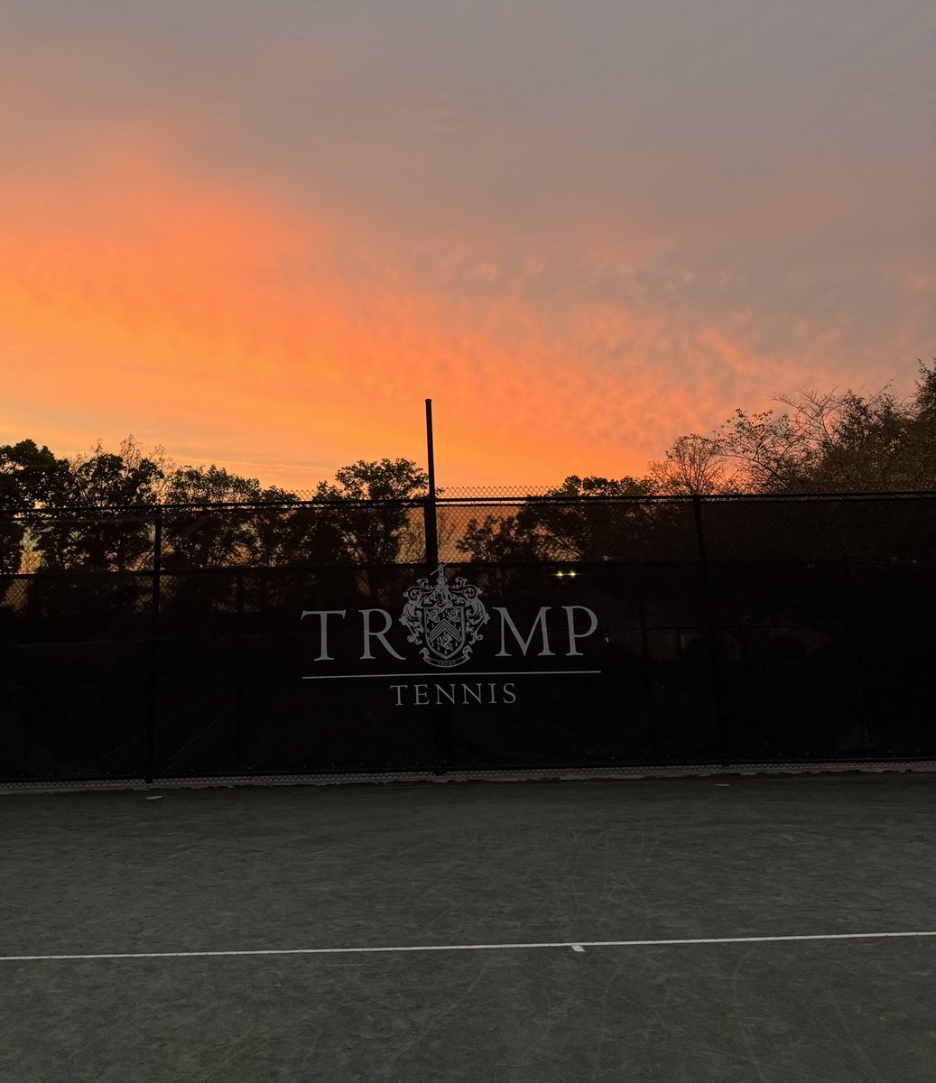 TrumpGolfDC's tweet image. 🍂 Happy October from @trumpgolfdc. Last night’s stunning sunset over our tennis courts set the tone for a month ahead filled with brilliant colors, crisp days, and plenty of play on and off the courts. #october #sunset #tennislife