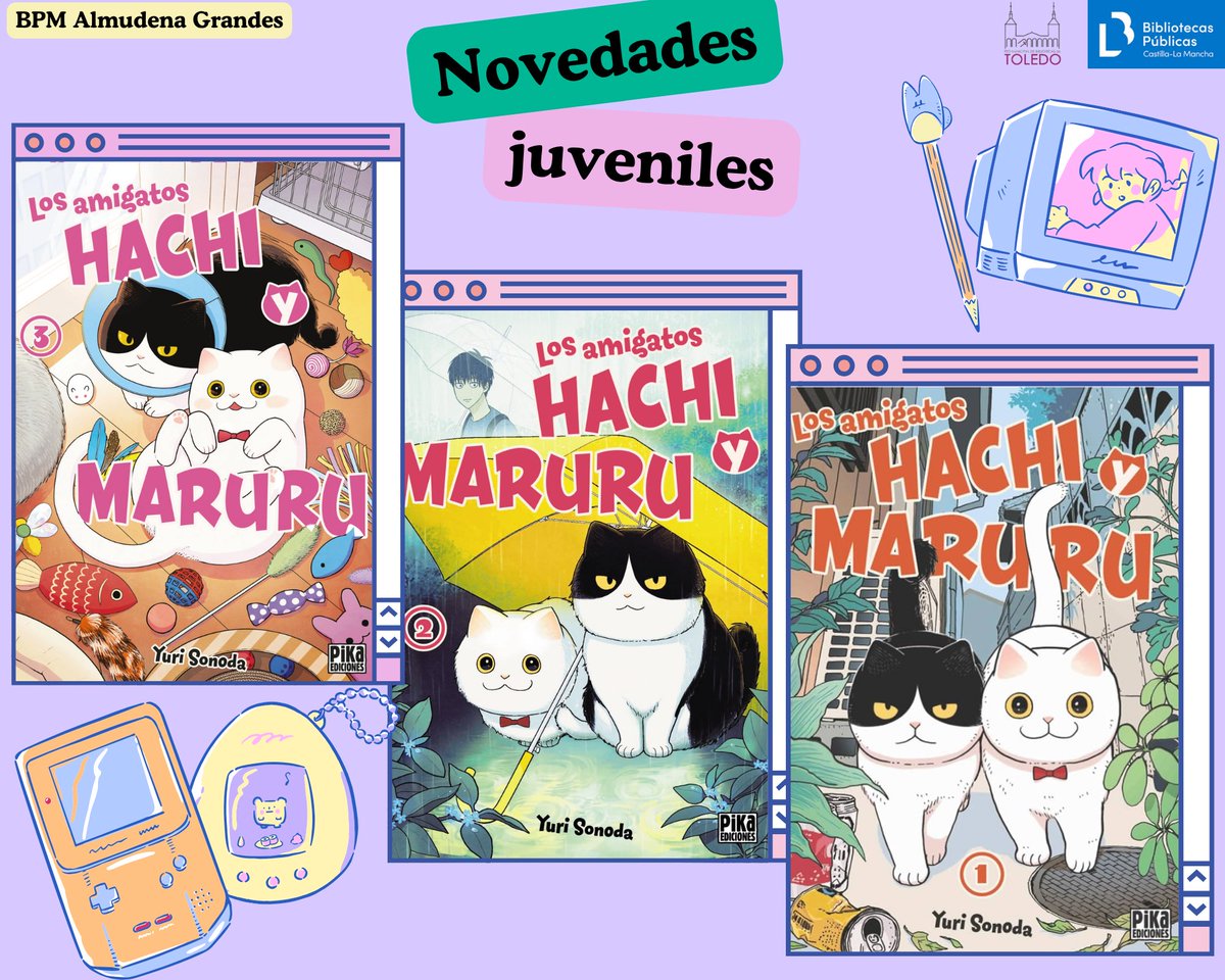 📒Los amigatos Hachi y Maruru ya están en la BPM Almudena Grandes y, por tanto, en la Red de Bibliotecas Municipales de Toledo.
🎁Llévate estos mangas y recorre el mundo gatuno callejero.#NovedadesJuveniles <a href="/RBM_Toledo/">Red de Bibliotecas Públicas Municipales de Toledo</a> #ComicManga