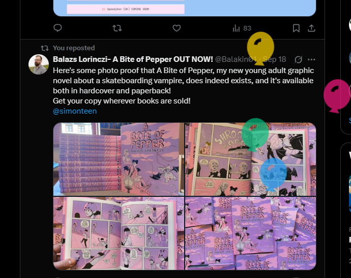 Since it's my balloon day why not help me fight off my melancholic mood by either purchasing my new book, A bite of Pepper, and/or leaving a nice review on your platform of choice (Amazon, goodreads, etc) .