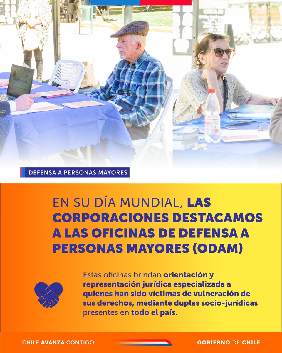 ¡Compromiso por el #AccesoALaJusticia!🙌
📌Las Corporaciones de Asistencia Judicial se unen a la conmemoración del “Día Mundial de las Personas Mayores” destacando el trabajo especializado de orientación y representación jurídica que realizan profesionales de las ODAM.