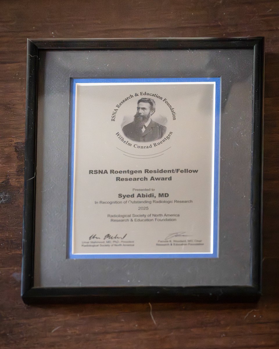 Congratulations to Dr Syed Abidi on being awarded the RSNA Roentgen Resident/Fellow Research Award for the UofS. This was partly in recognition of his excellent work regarding humpback deformity following scaphoid waist fractures and AVN or non-union. #radiology #research #radres