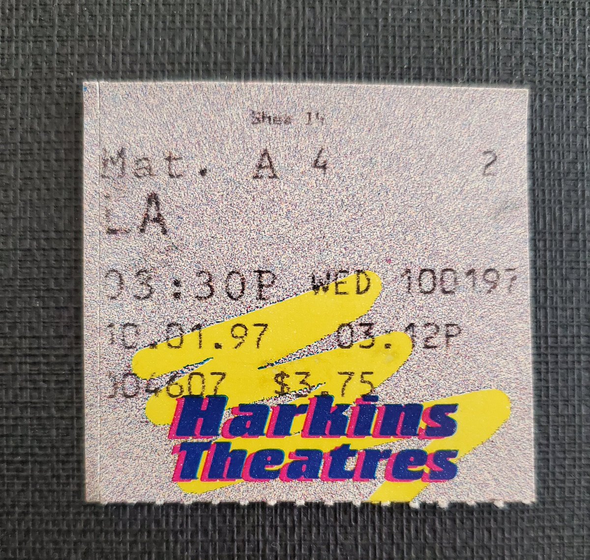 #OTD 28 years ago I saw L.A. CONFIDENTIAL on a Wednesday afternoon. 

Ticket - $3.75