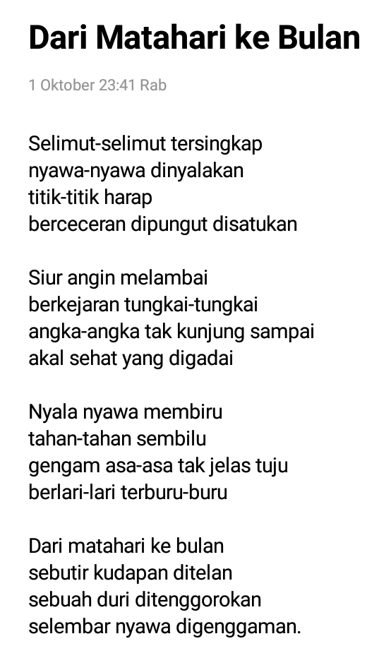 Dari Matahari ke Bulan.