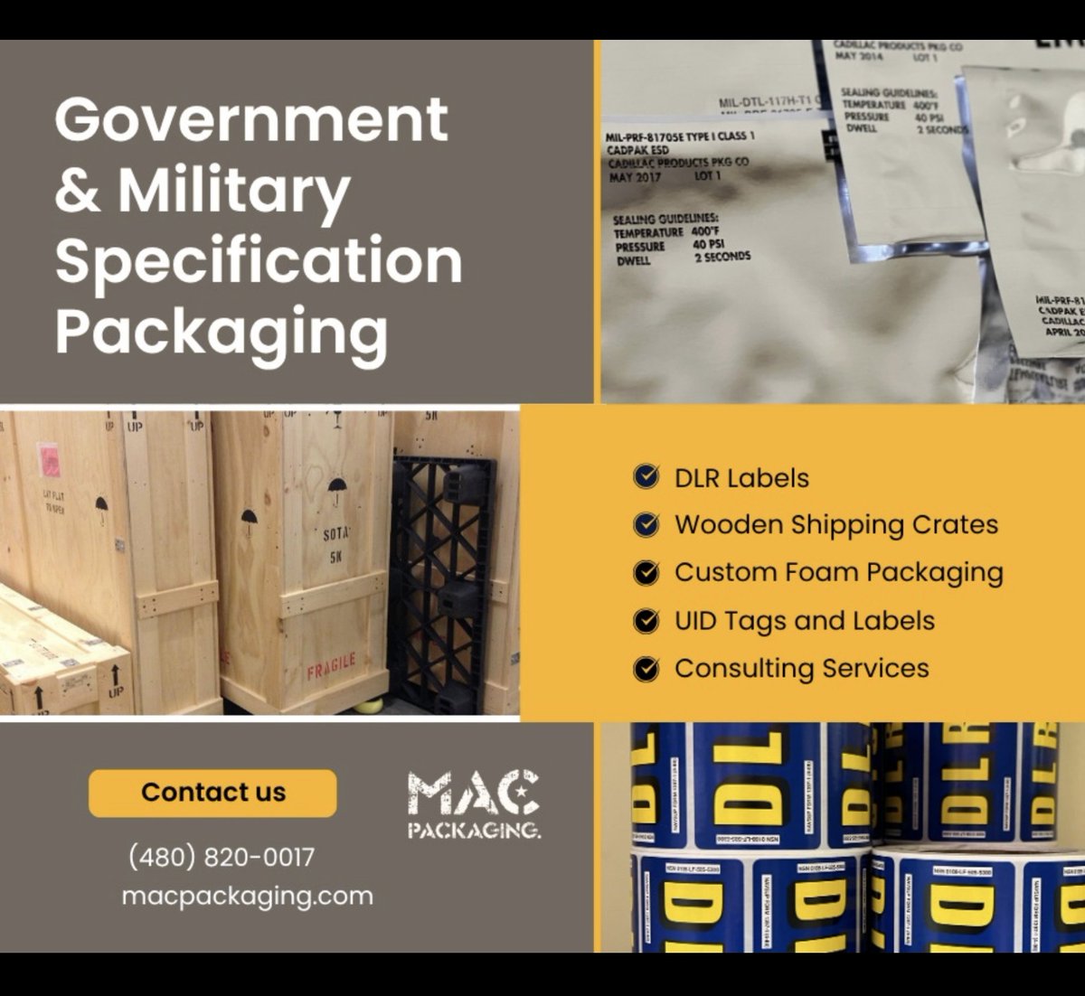 MAC Packaging is a trusted leader in military packaging solutions. Get in touch with us today: macpackaging.com

#packaging #packagingdesign #packagingsolutions  #labelidentification #labels #aerospace #industrial #rfidtechnology #rfid #dlr #military #militarypackaging
