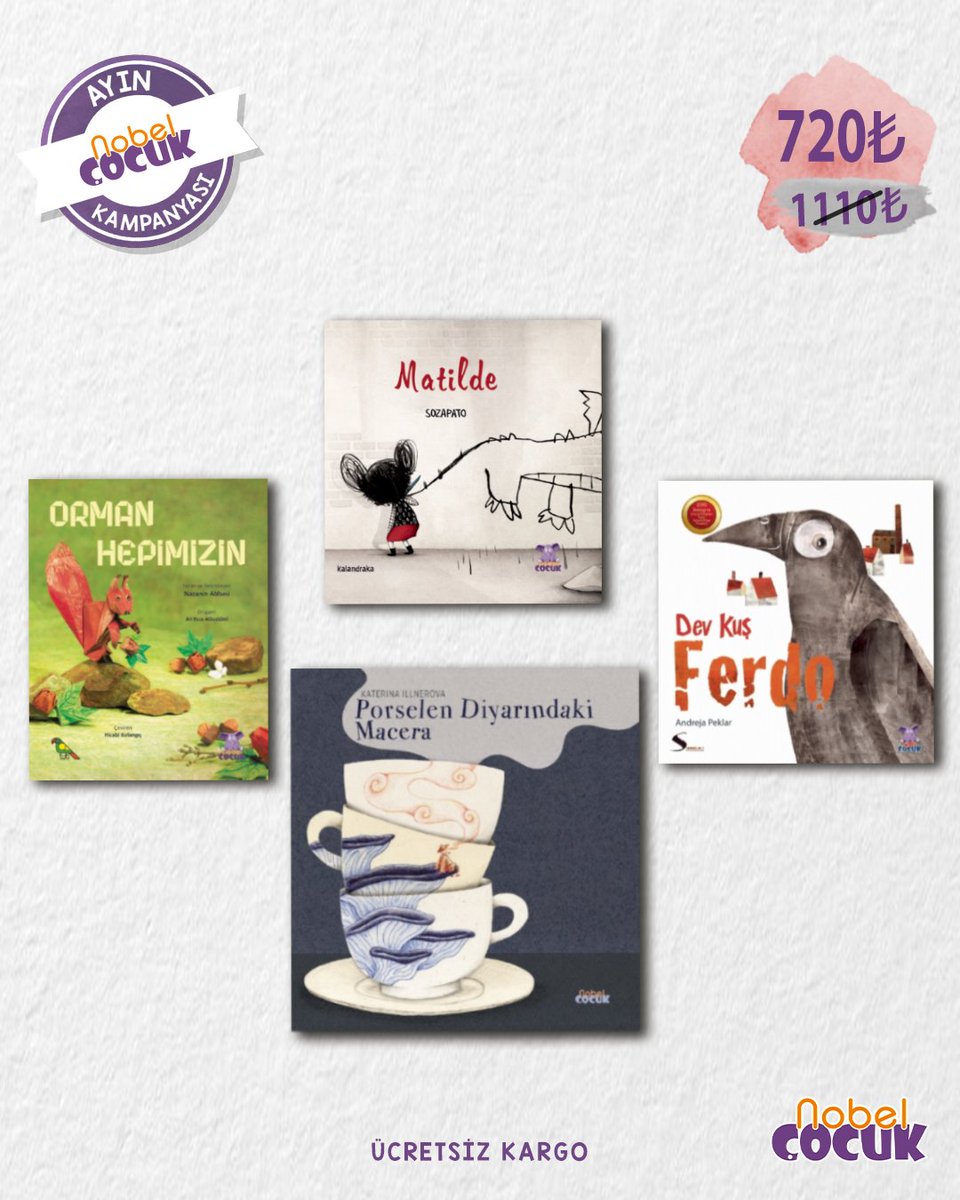 ✨ Nobel Çocuk Ayın Kampanyası ✨

Matilde
Orman Hepimizin
Dev Kuş Ferdo
Porselen Diyarındaki Macera

Hemen nobelcocuk.com adresine gir, kampanyadan yararlan! 🎉

#çocukkitapları #indirimliçocukkitapları #sessizkitap #dilsizkitap #sessizkitapönerileri #nobelcocuk