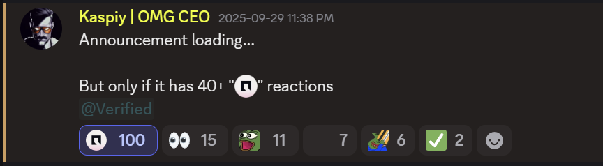 Kaspiy's tweet photo. Typical day at @OMG_Assembly discord be like. 

Unapologetically the best community in the making.