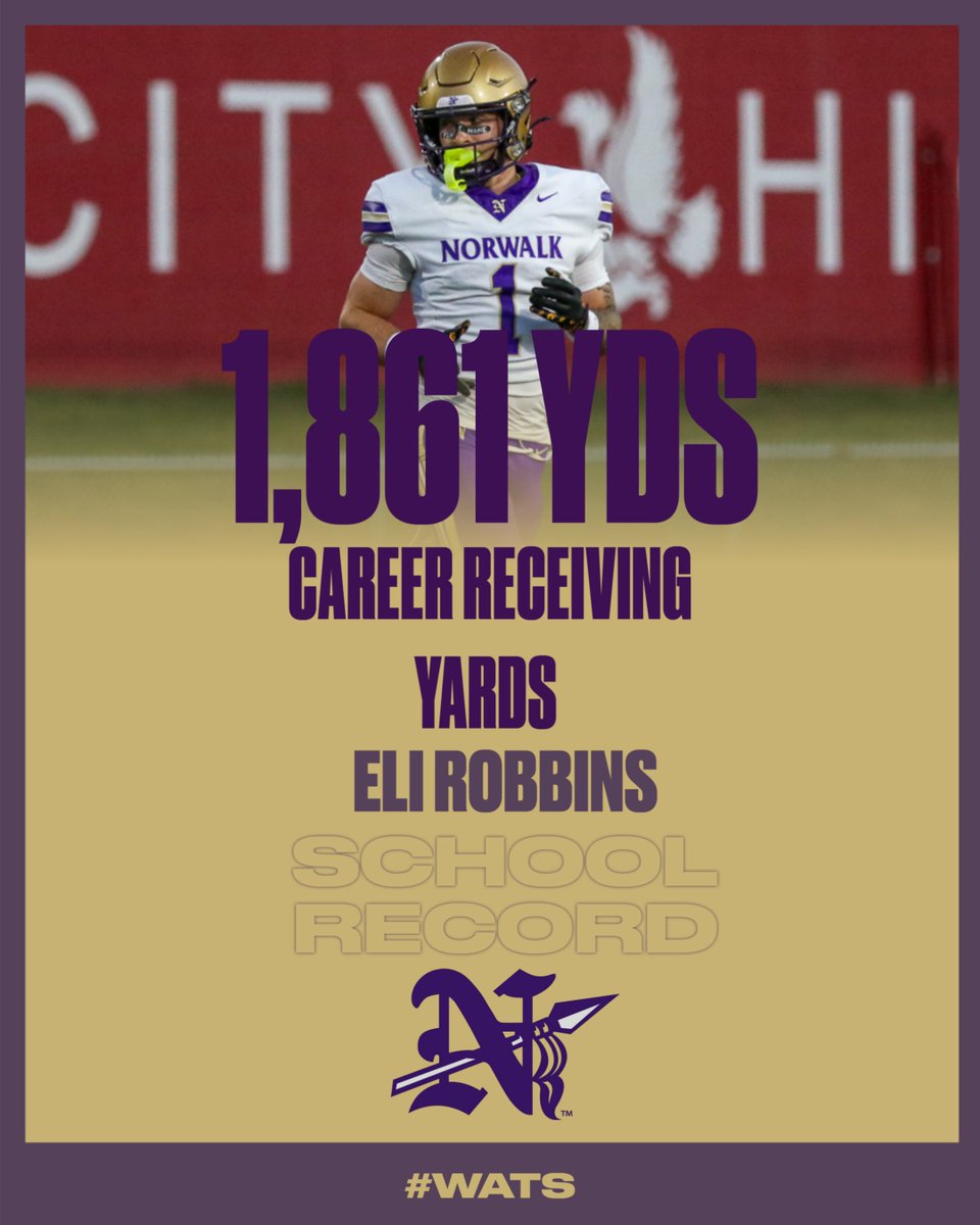 S/O to Senior receiver <a href="/EliRobbins18/">Eli Robbins</a> on setting the career receiving yards record last Friday at Iowa City High! His total of 1,861 yards passed the previous mark of 1,771 yards held by <a href="/DillonRanck/">Dillon Ranck</a> 

#WATS