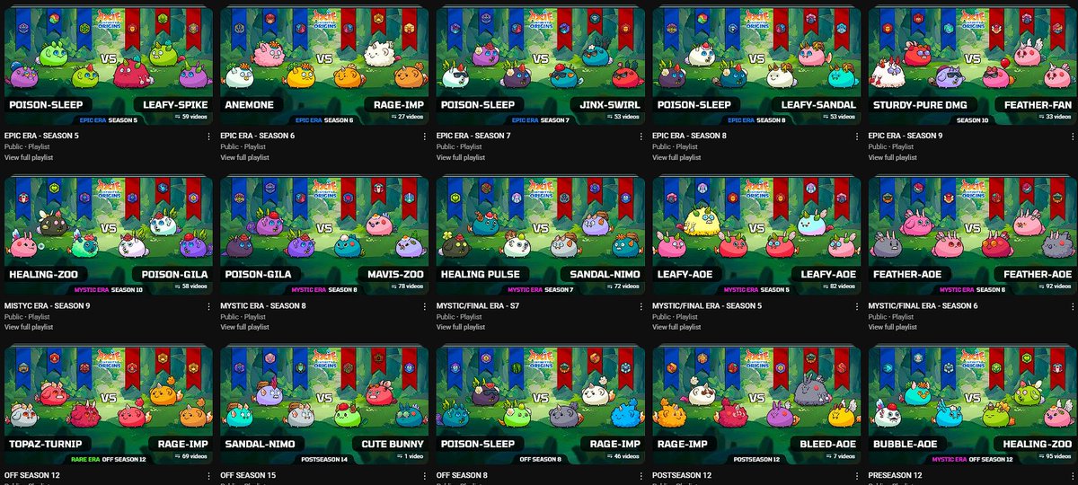 AxieOriginsMeta's tweet photo. Remember, there are playlists to learn and see what teams were used last season. If you want to look back at the teams from 10 seasons ago, you’ll find them too many memories are saved there. 

Here the link: 
https://t.co/gCDNIoCMTL https://t.co/xY90XMC414