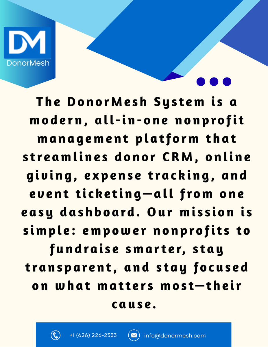 Donor_Mesh's tweet image. DonorMesh: All-in-One Tools for Smarter Fundraising.

🔗 donormesh.com

#nonprofitorganization #techsystems #donor #fundraising #eventmanagement