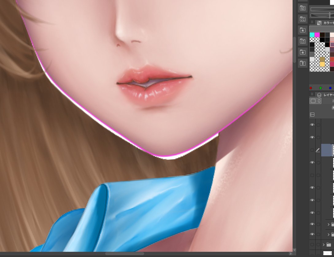 Project #monoNoFuT #WIP
顎が長い…😓
気になって修正💦
化粧濃くして目元に視線誘導すれば気にならないかもなんですが…妥協しない！😤
