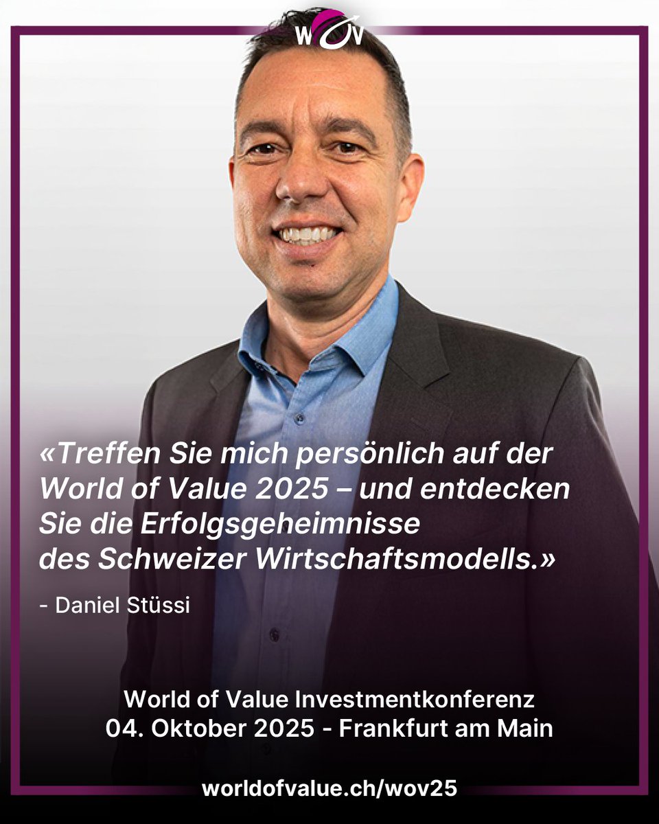 World of Value (@worldofvalue) on Twitter photo 🚀 Die Erfolgsgeheimnisse des Schweizer Wirtschaftsmodells – exklusiv auf der #WOV25 in Frankfurt!
Am 04.10.2025 live von <a href="/DaniStuessi/">Dani Stüssi</a> erklärt.
👉 Tickets: worldofvalue.ch/wov25?refId=4a…
#Investment #Finanzbildung 🚀 Die Erfolgsgeheimnisse des Schweizer Wirtschaftsmodells – exklusiv auf der #WOV25 in Frankfurt!
Am 04.10.2025 live von <a href="/DaniStuessi/">Dani Stüssi</a> erklärt.
👉 Tickets: worldofvalue.ch/wov25?refId=4a…
#Investment #Finanzbildung