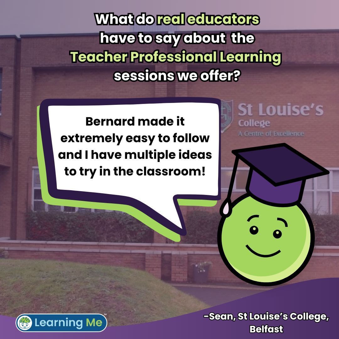 Learning Me (@learningmeedu) on Twitter photo So, just what do real educators have to say about the Teacher Professional Learning training sessions we offer?
Sean from <a href="/stlouises_cc/">St. Louise’s Comprehensive College</a> Belfast, says:
"Bernard made it extremely easy to follow, and I have multiple ideas to try in the classroom!" So, just what do real educators have to say about the Teacher Professional Learning training sessions we offer?
Sean from <a href="/stlouises_cc/">St. Louise’s Comprehensive College</a> Belfast, says:
"Bernard made it extremely easy to follow, and I have multiple ideas to try in the classroom!"