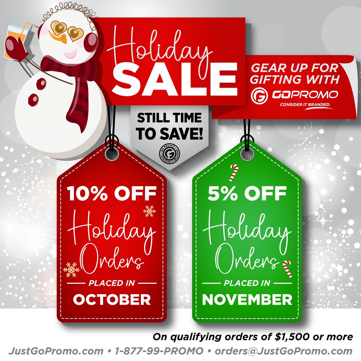 There’s still time to save! Place your holiday order by October 31 and receive 10% off qualifying orders of $1,500 or more! From clients to colleagues, we can help elevate your brand with unique custom gifts. 

Discover holiday gift ideas here. 🔗buff.ly/g1YcR1J