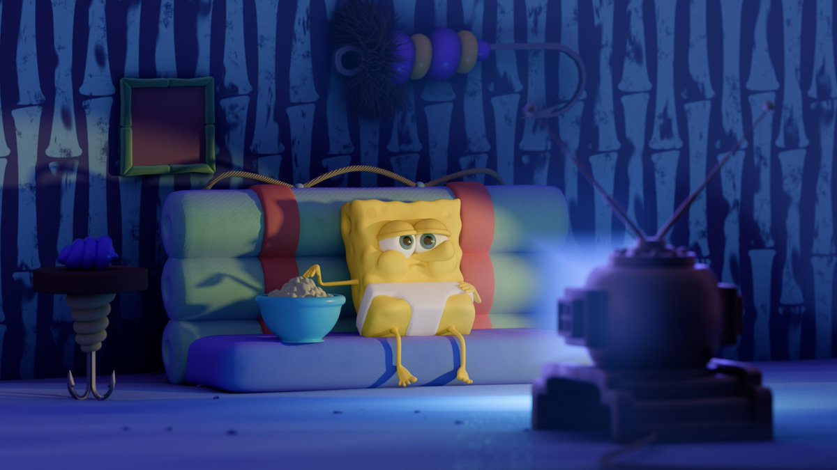 3dbenart's tweet image. Practicing Blender with a cozy 3D SpongeBob scene🧽
.
.
.
#b3d #spongebobsquarepants #charactermodeling #stylized