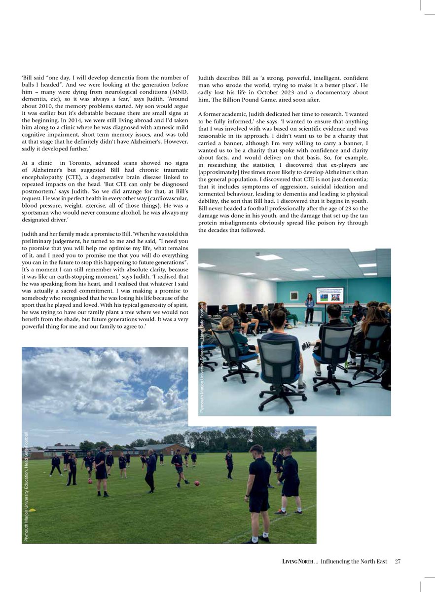headsafecharity's tweet photo. A huge thank you to @Living_North for this wonderful feature in their November issue: The Future of Football ⚽

Our HeadSAFE Education programme is dedicated to protecting every player. https://t.co/Ug4zS60Umv