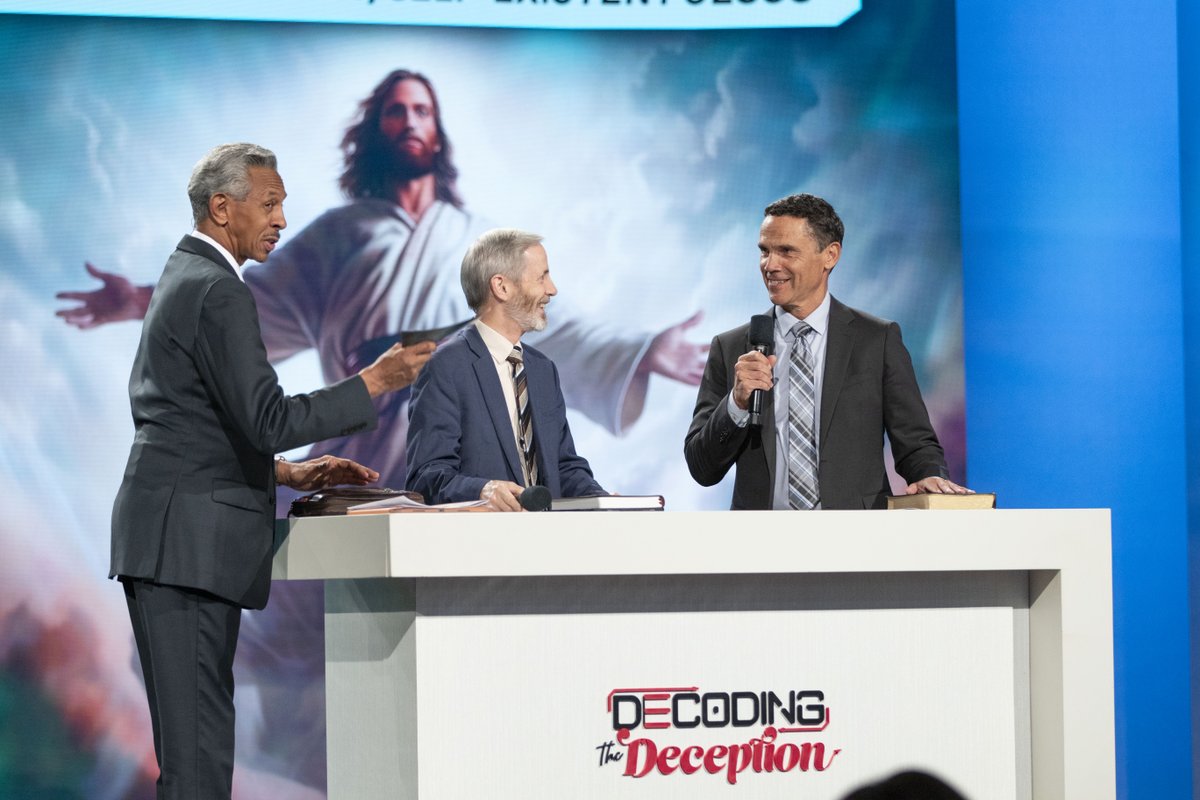3abn's tweet image. Here are some photos from the 1st three night’s of Decoding the Deception with Pastor Lomacang! It continues tonight at 7p! Pastor Lomacang will answer YOUR questions live—
like: ❓ What is the Sanctuary?
👉 Send yours now: Decoding@3ABN.tv or text #decoding to 618-228-3975
