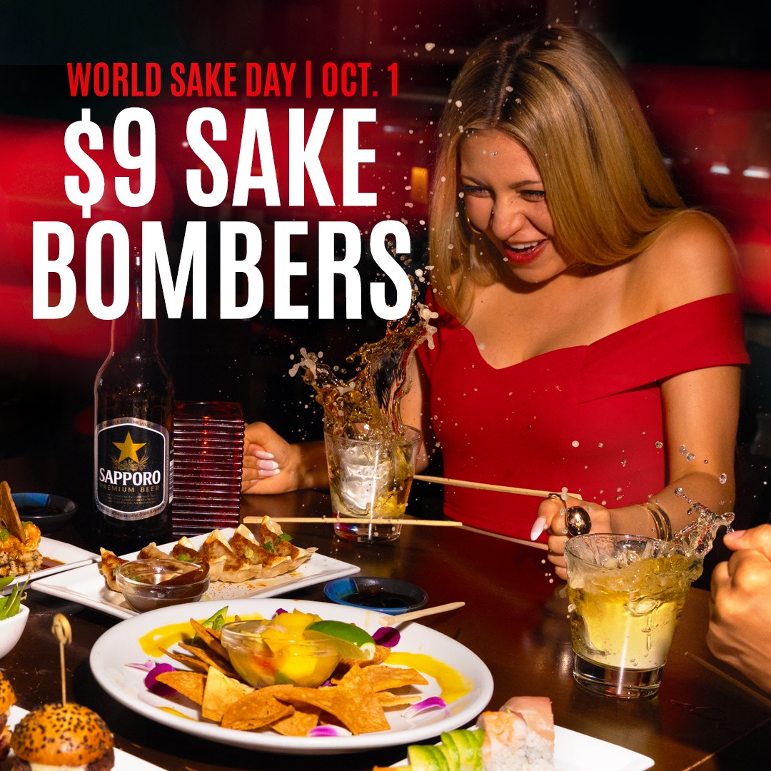 Go Wild for World Sake Day! 🍶 Grab $9 Sake Bombers and keep the night flowing at RA Sushi.

Offer valid on Wednesday, October 1st. Tax and gratuity not included. Dine-in only. Restrictions may apply. Not valid in conjunction with any other discount or promotion.