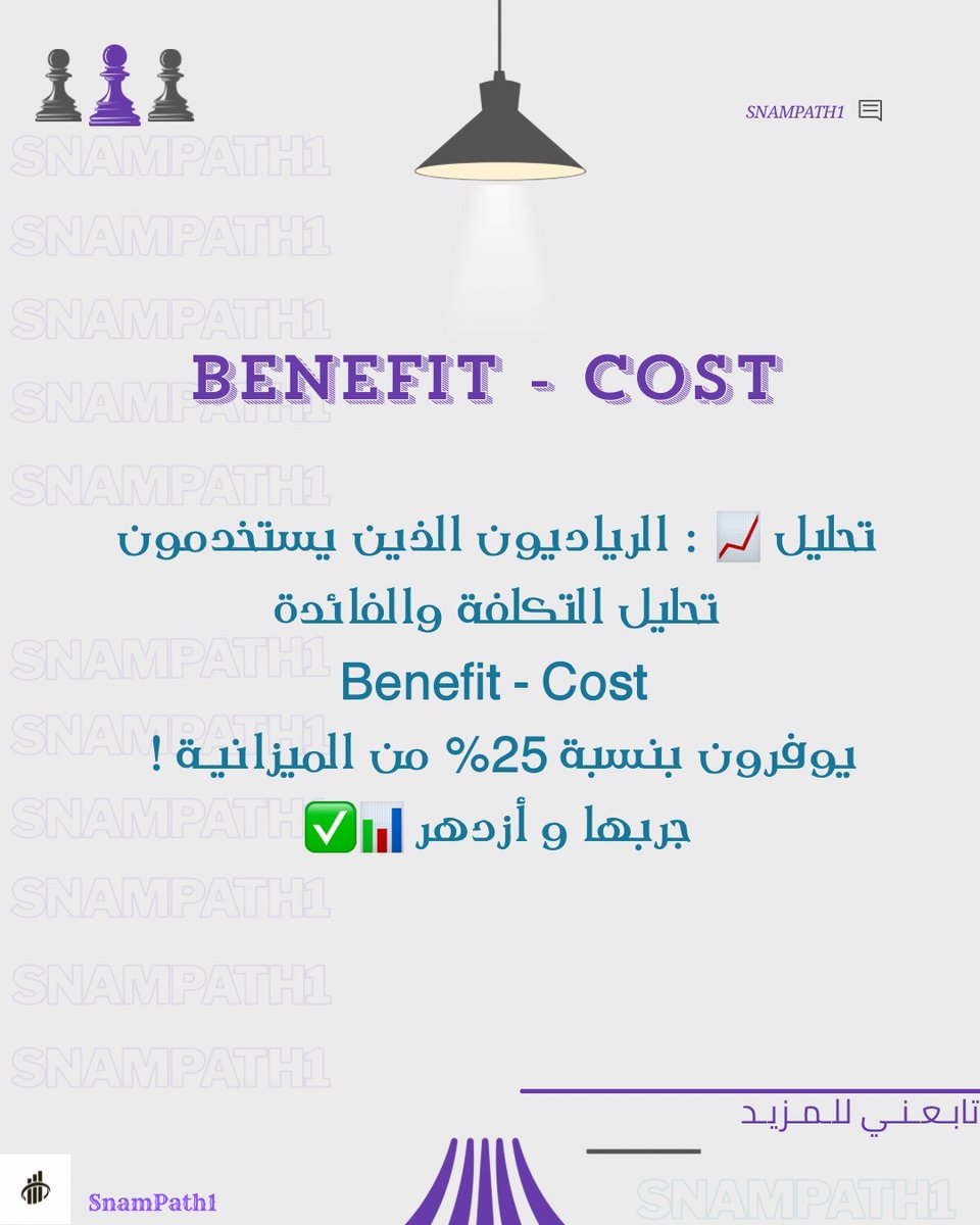 SnamPath1's tweet photo. 📈 تحليل : الرياديون الذين يستخدمون 
تحليل التكلفة والفائدة 
يوفرون بنسبة 25% من الميزانية ✅

#الميزانيه #القياده #الاداره https://t.co/TbIfWDkA1a