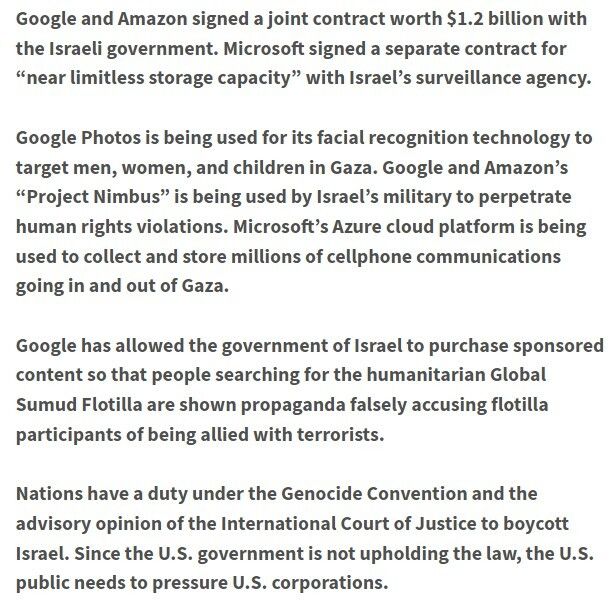 Roots_Action's tweet image. Whatever Google may have meant by its slogan &quot;Don&apos;t be evil,&quot; let&apos;s make it clear: genocide counts as evil.

Demand Big Tech, including Google, Microsoft, and Amazon, cancel all contracts with Israel’s government now. 

Take Action: bit.ly/4ojI5TJ