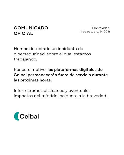 Comunicado Oficial - CEIBAL - 1 de octubre 2025 14:00h.
