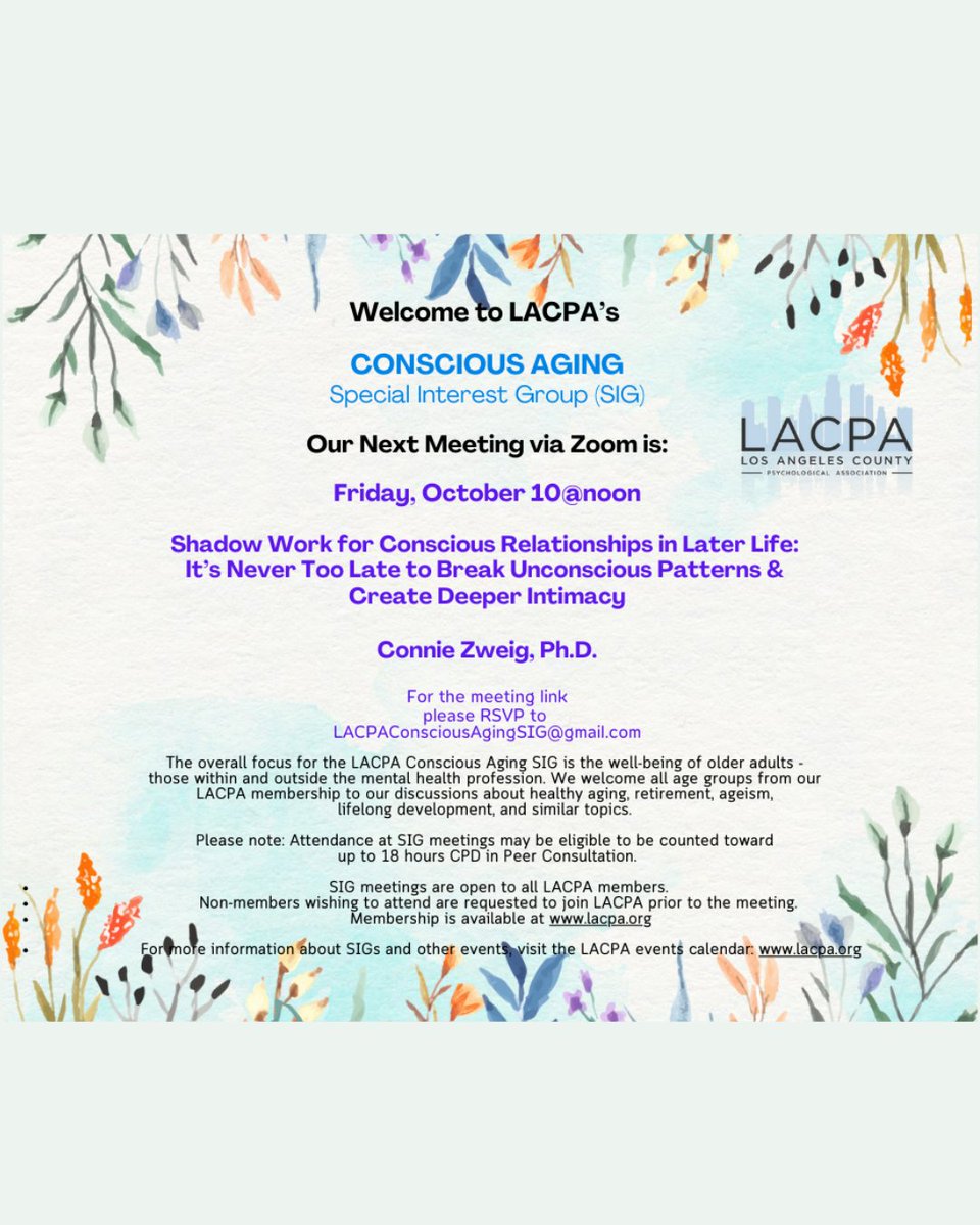 Hello October! 🍁
Take a look at all the upcoming opportunities at LACPA and register or RSVP by visiting lacpa.org and clicking on the Programs tab.
#october #fall #mentalhealth #psychology #losangeles