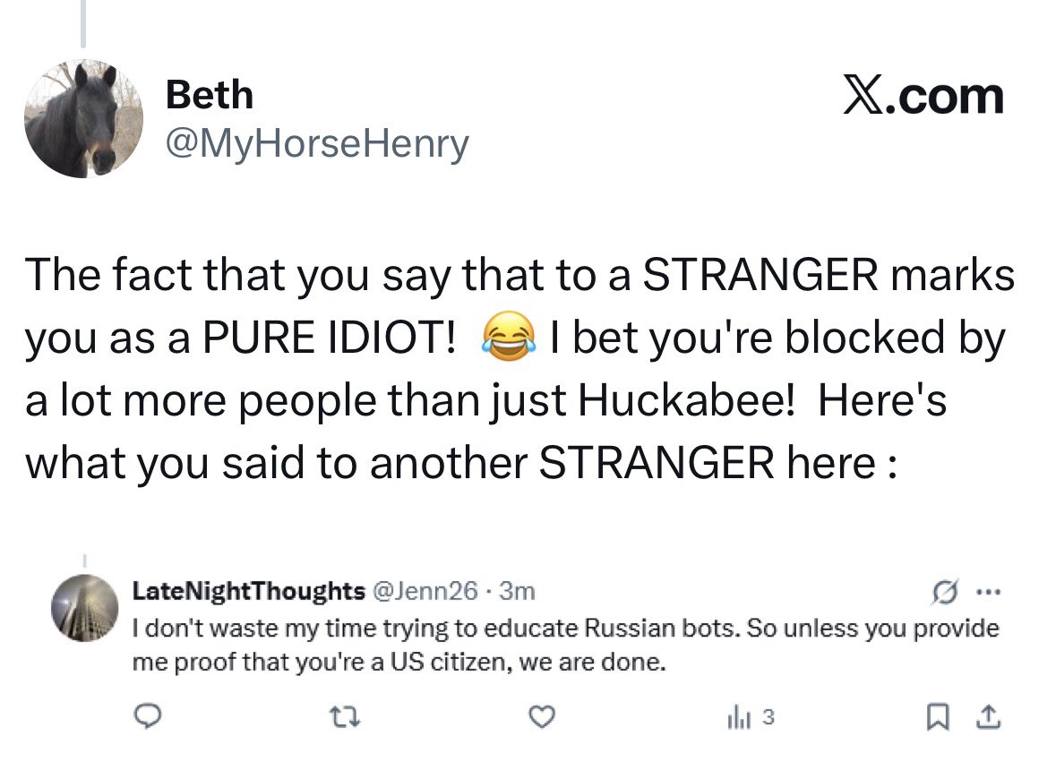 Jenn26's tweet image. I stand by my statement. MY time is worth too much to teach Russian trolls anything. The fact this troll blocked me proves my point.