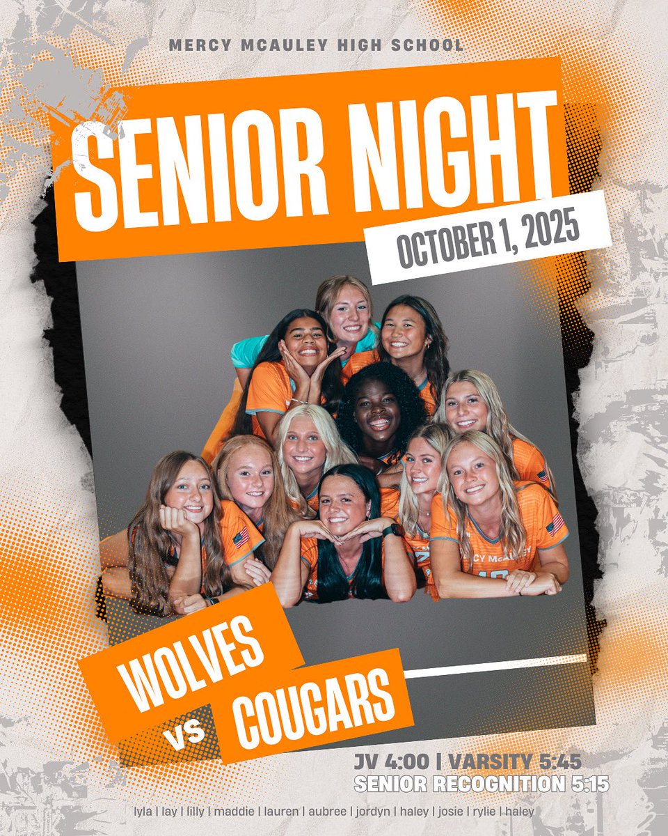 ⚽️GAME DAY⚽️

🆚 || @mndsoccer 
⏰ || 4:00 &amp; 5:45
📍 || mercy mcauley high school 
🟧 || orange out
⚽️ || senior &amp; grade school night

THANK YOU SENIORS 🧡

#beknown #bechallenged #begreat