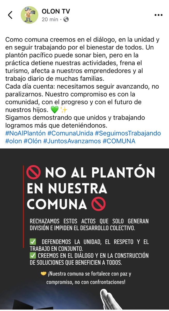 Hoy en Olón.

Ante los rumores de que se quiere reactivar el proyecto de Vinazin y a puertas de una elección comunal, el gobernador llega de visita.

Ciertos habitantes han convocado a una manifestación, mientras que la dirigencia y sus seguidores se oponen a la protesta.