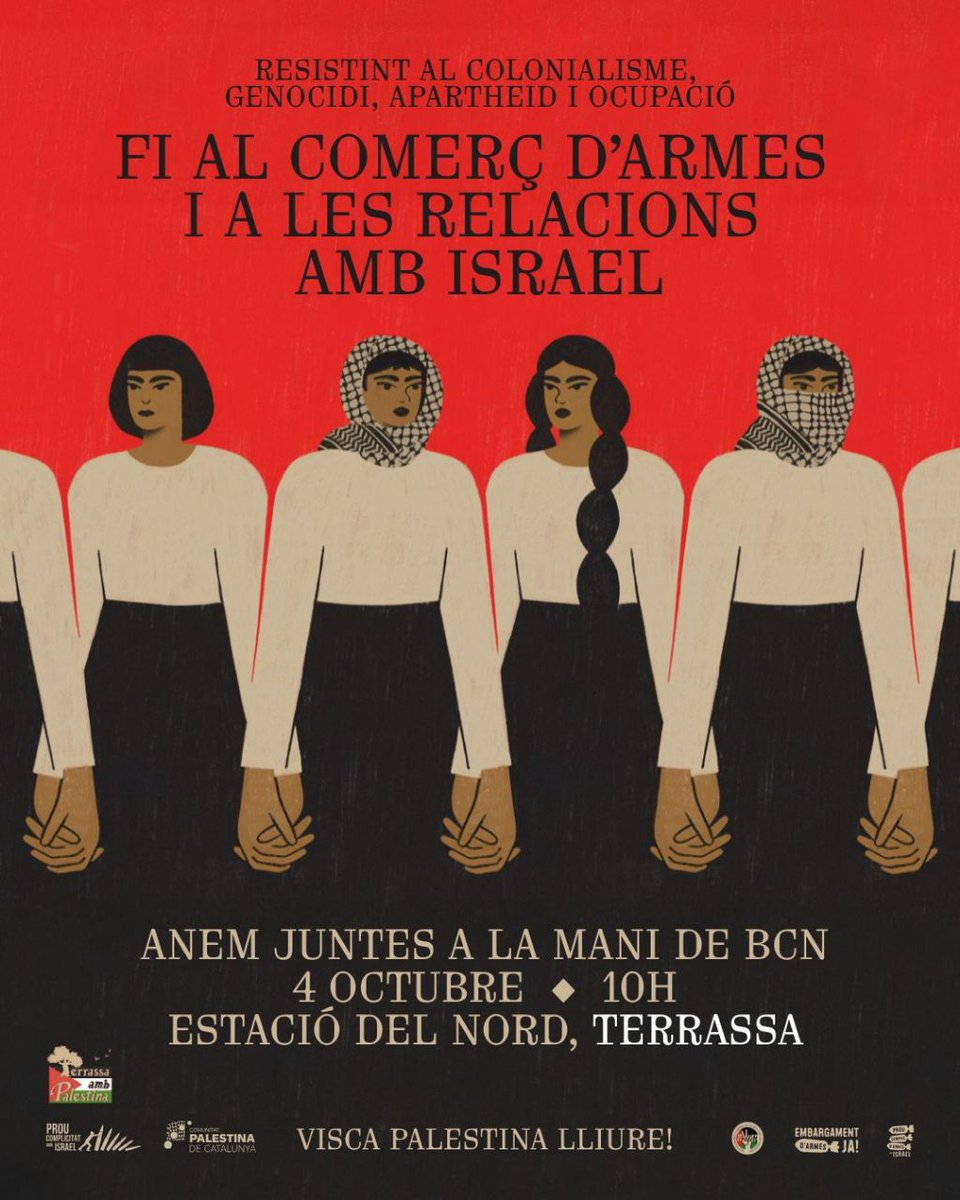 🇵🇸🇵🇸🇵🇸🇵🇸
ÉS UN GENOCIDI

Aquest dissabte tornarem a sortir al carrer per reclamar la fi de les col•laboracions que donen suport a l'estat sionista d'Israel📢
Vols venir amb nosaltres des de Terrassa?⤵️
📅 4 d'octubre
📍 Estació del Nord
🕙 10h

Visca Palestina lliure!
🇵🇸🇵🇸🇵🇸🇵🇸
