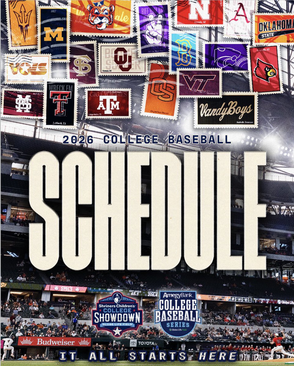 GLundMedia's tweet photo. Just announced: @ASU_Baseball will take on Mississippi State, Tennessee and Texas A&amp;M at Globe Life Field in the Amegy Bank College Baseball Series, Feb. 27–March 1.

ASU returns to Globe Life for the second straight year against tough SEC competition.

@DevilsDigest https://t.co/XylJXzpxiF