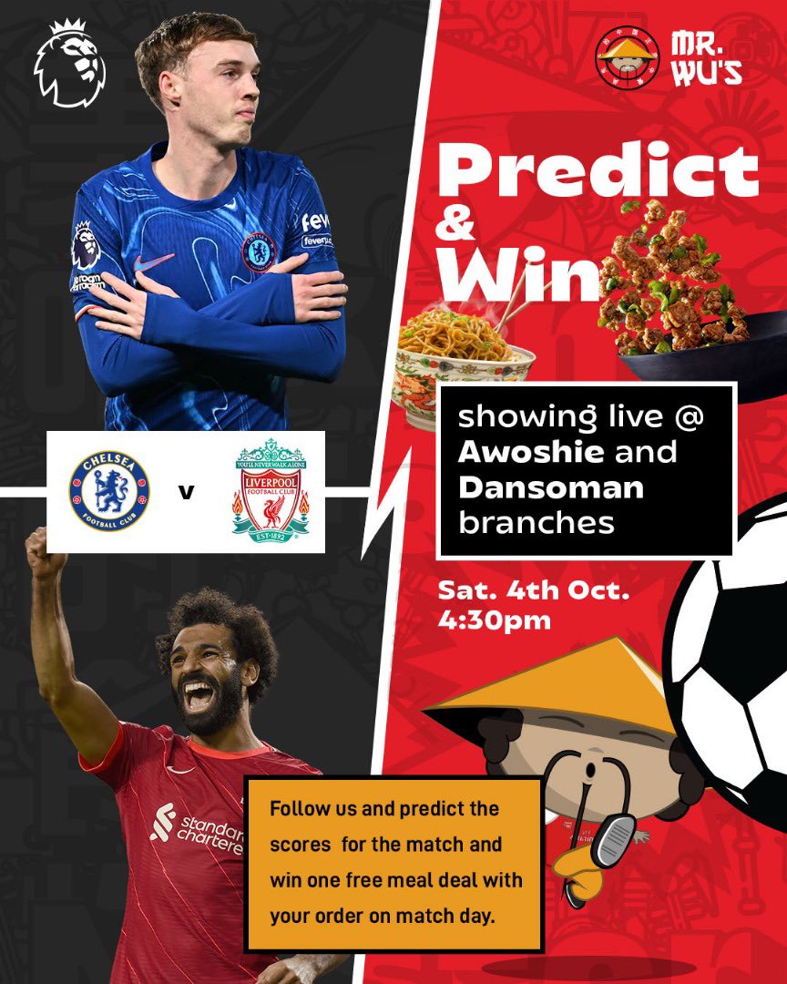 Even though the weather keeps confusing us , one thing’s for sure . It’s football season . Do not forget you can predict and win a dish from us . …
Let’s go