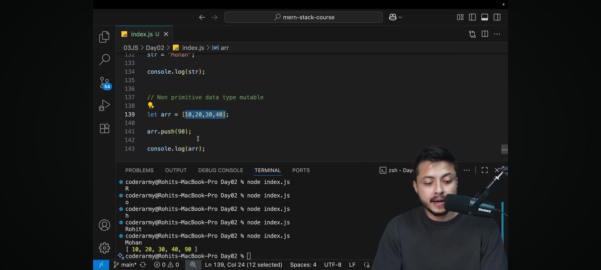 vkajal10's tweet image. Day 15💻🚀 #BuildInPublic 

📌Javascript Lecture 2✅️

🔹️Today I learned about variables and datatypes in JS.

📍Primitive (Immutable)
📍Non primitive (Mutable)

💡 typeof null - &quot;object&quot; is a bug in JS.
 
#100DaysOfCode #CodingJourney #webdev #javascript #coderarmy