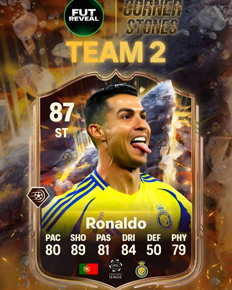 FC27FUT's tweet photo. 🚨 Prediction Drop 🚨
Cristiano Ronaldo is expected to feature in Cornerstones Team 2 👑⚡

⭐ 87 ST (Predicted)
⚡ 80 PAC | 🎯 89 SHO | 🎩 84 DRI | 🎯 81 PAS | 🪨 79 PHY

Imagine the chaos if EA actually drops this card 😳🔥

#FUT26 #FC26 #Ronaldo #Cornerstones https://t.co/C1uL5aPW2D