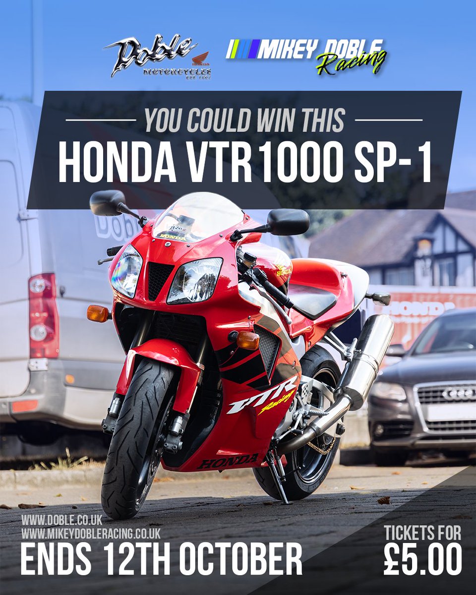 MikeyDoble's tweet image. Not long left to enter our raffle for a chance to win a Honda VTR 1000 SP-1 🎟️

👉 Click here mikeydobleracing.co.uk/product/win-a-… to enter now!

#88BIKERAFFLE #88ARMY #Raffle #Giveaway #EnterNow #HondaVTR1000SP1 #BikeLife #Racing