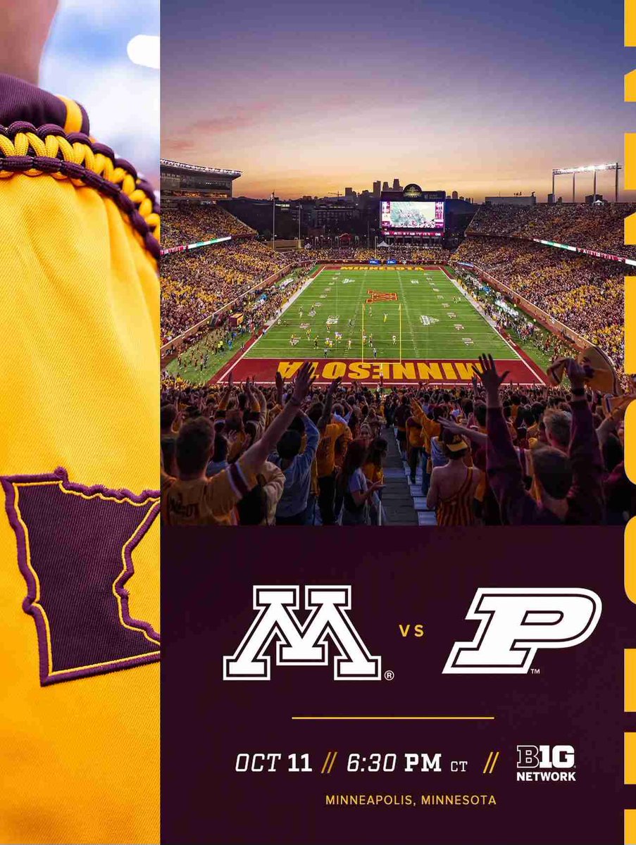 Exited to be in Minneapolis on October 11th to watch the <a href="/GopherFootball/">Minnesota Football</a> game against Purdue!!