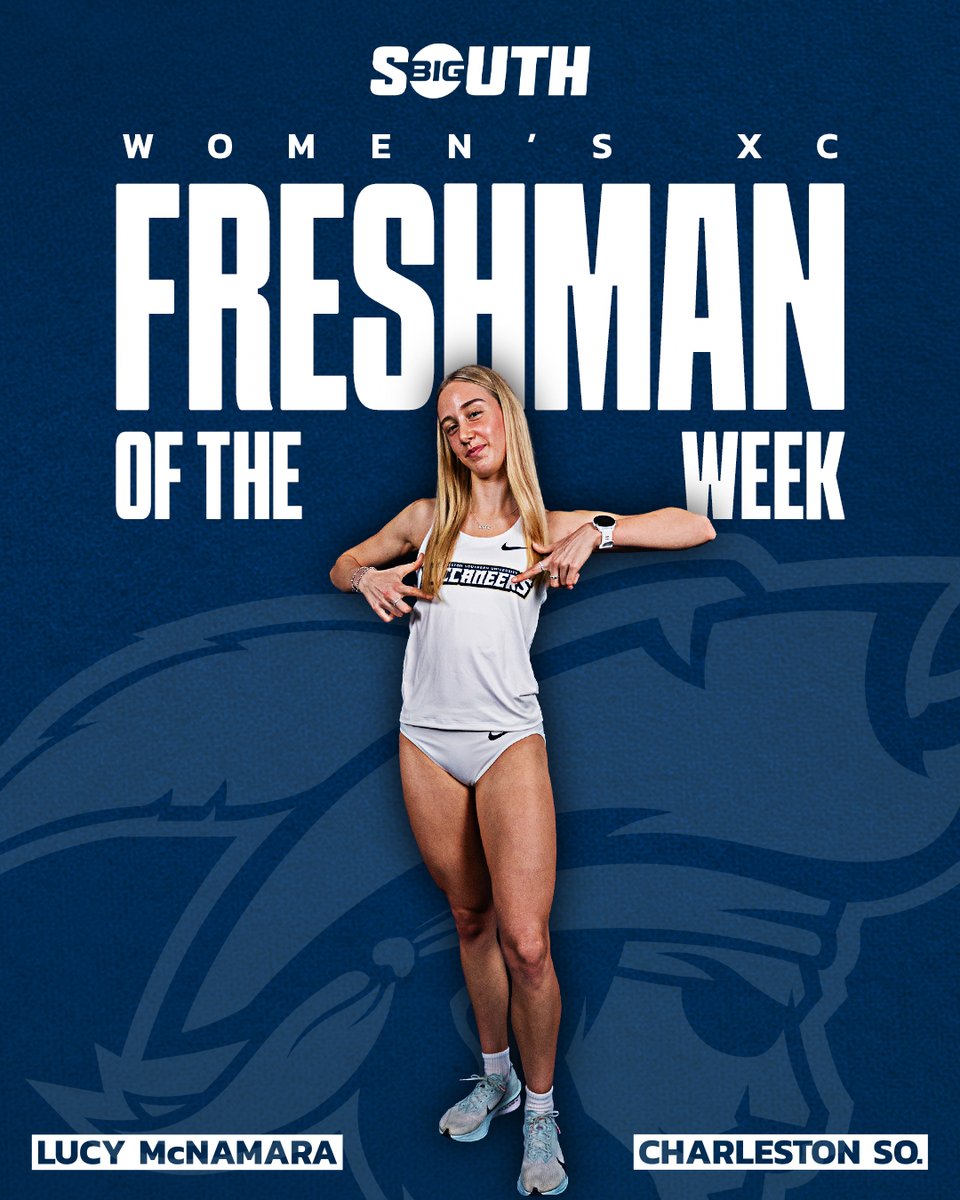 BigSouthSports's tweet image. She was the Bucs’ fourth finisher at the Gans Creek Challenge with a career-best 6K effort of 23:19.4 to help CSU finish 20th as a team 🙌

@CSUXCTrackField&apos;s Lucy McNamara is the Women&apos;s #BigSouthXC🏃‍♀️ Freshman of the Week!