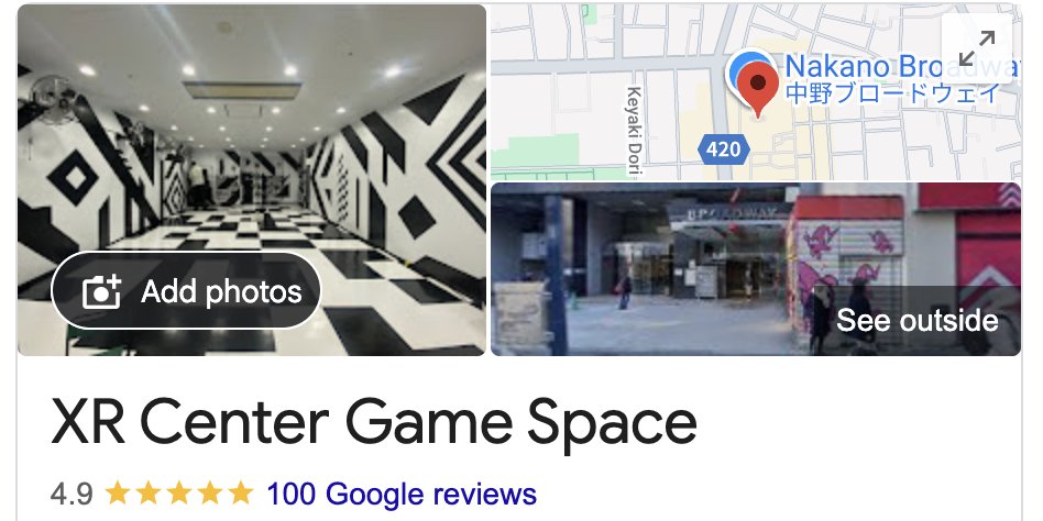 100レビューになりました！！⭐️4.9!!
みなさま、明後日グランドオープンです。
ぜひお越しください！！
#ゾンスト #XRCenter #中野 #中野ブロードウェイ
