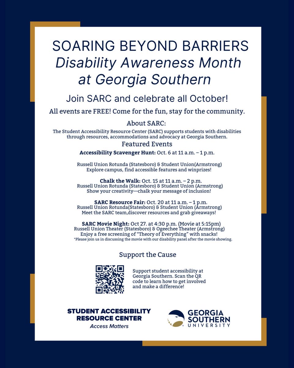 Check out all of the awesome Disability Awareness Month events being hosted by SARC this October!