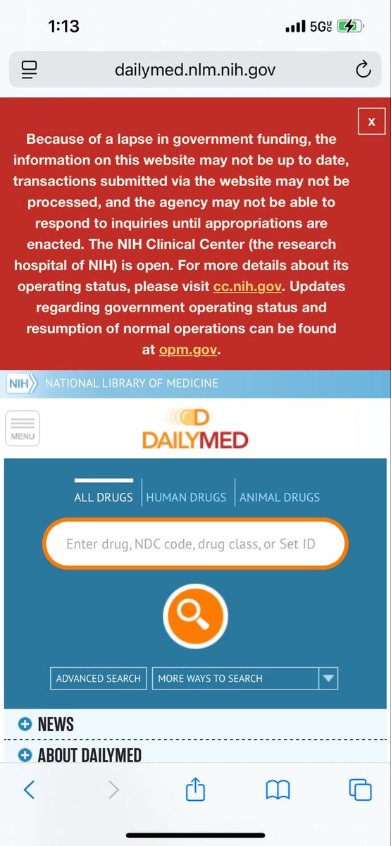 pharmD_dad's tweet photo. @RepJohnJoyce thanks to the federal shutdown, a valuable resource for pharmacists and other healthcare professionals is not providing up to date information https://t.co/Ez8PtQbQMo