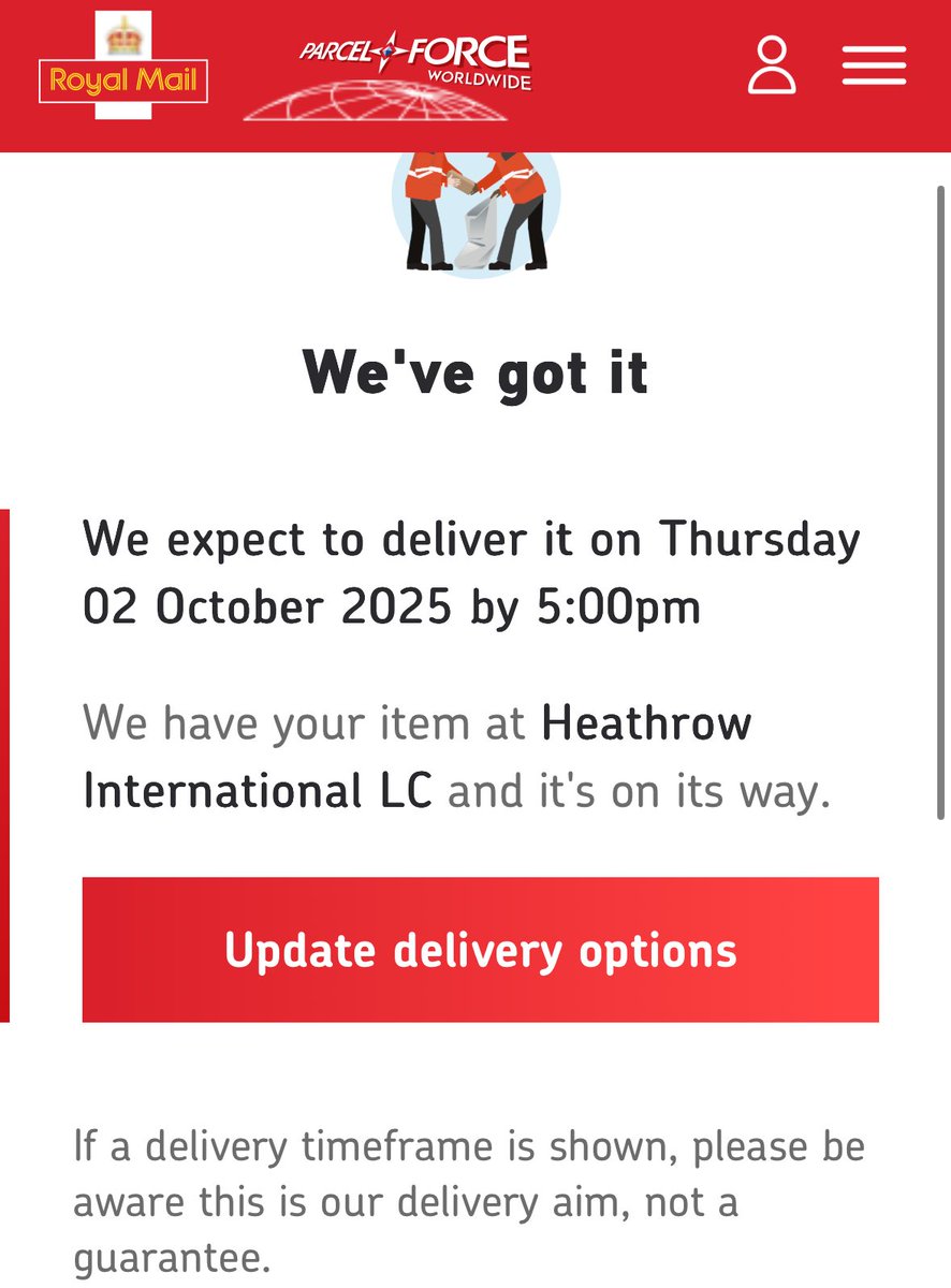 If this is anything to go by with last time, it'll sit at Heathrow for a month.