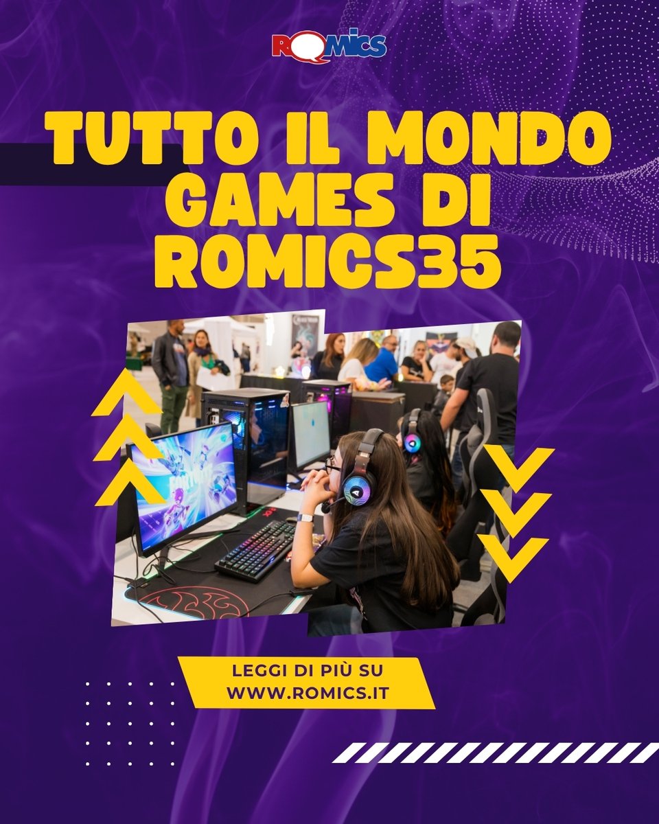 🎮 𝗧𝘂𝘁𝘁𝗼 𝗶𝗹 𝗺𝗼𝗻𝗱𝗼 𝗴𝗮𝗺𝗲𝘀 𝗱𝗶 𝗥𝗼𝗺𝗶𝗰𝘀𝟯𝟱 🌟
Preparati a livelli mai visti: tornei, eSport, retro gaming, realtà virtuale.
Dal 2 al 5 ottobre, mettiti in gioco a Romics
Are you ready to play?🕹

🔗 tinyurl.com/Games-R35

#GameOn #Romics35